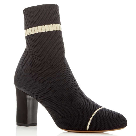 Tabitha Simmons Black Knit Stretch Comfort Anna Almond Toe Block Heels 8 NWT - Picture 1 of 12